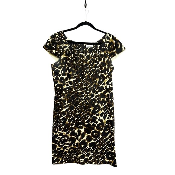 Calvin Klein Animal Print Sheath Wild Cat Dress Size 12 - Picture 2 of 6
